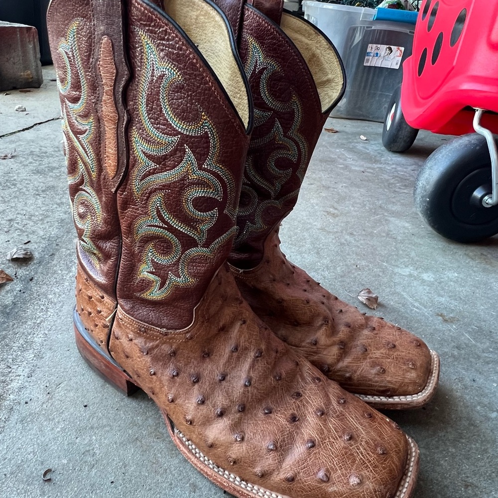Justin Boots Brown Ostrich Western Boots